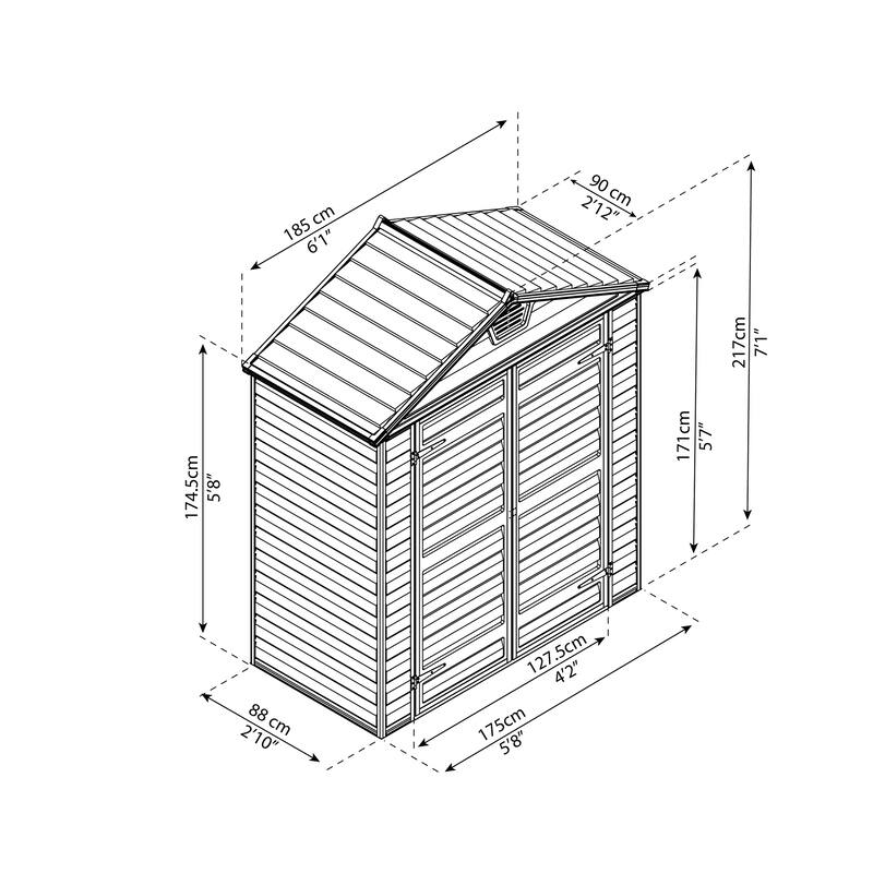 Skylight 6 ft. Midnight Grey Garden Outdoor Storage Shed