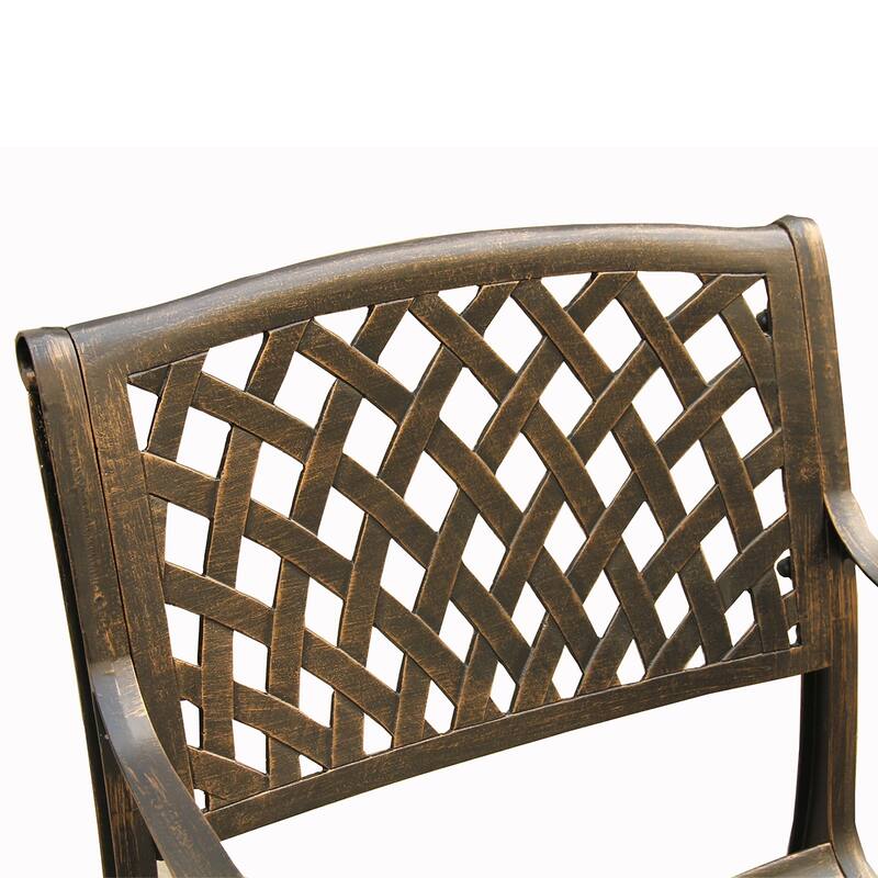 Outdoor Lattice 59 in. Round Dining Set with Lazy Susan and Six Chairs - N/A