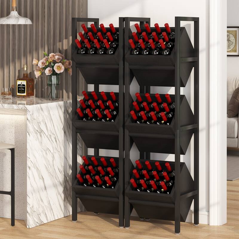 3 Tier Freestanding Floor Wooden Wine Rack