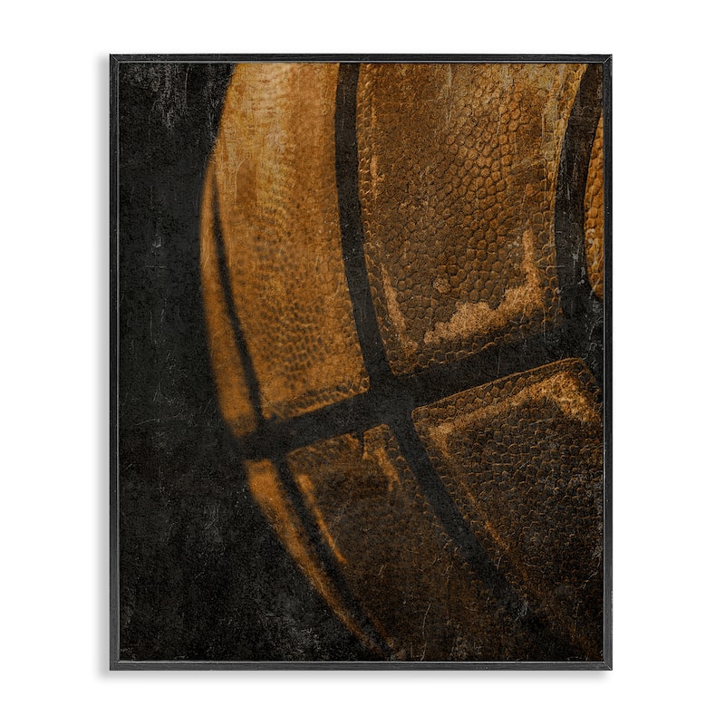 Stupell Vintage Basketball Close Up Framed Giclee Art Design By Kim Allen - 11 x 14 - Black