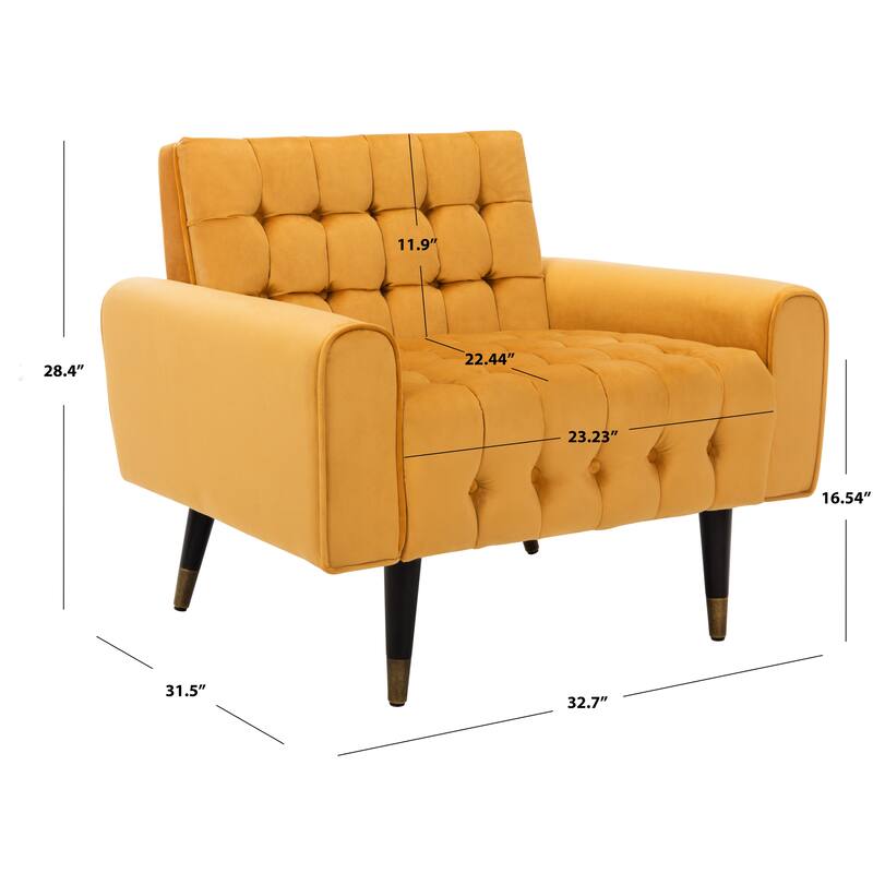 SAFAVIEH Nansy Contemporary Tufted Velvet Accent Chair - 32.7" x 31.5" x 28.4" - 34Wx31Dx29H