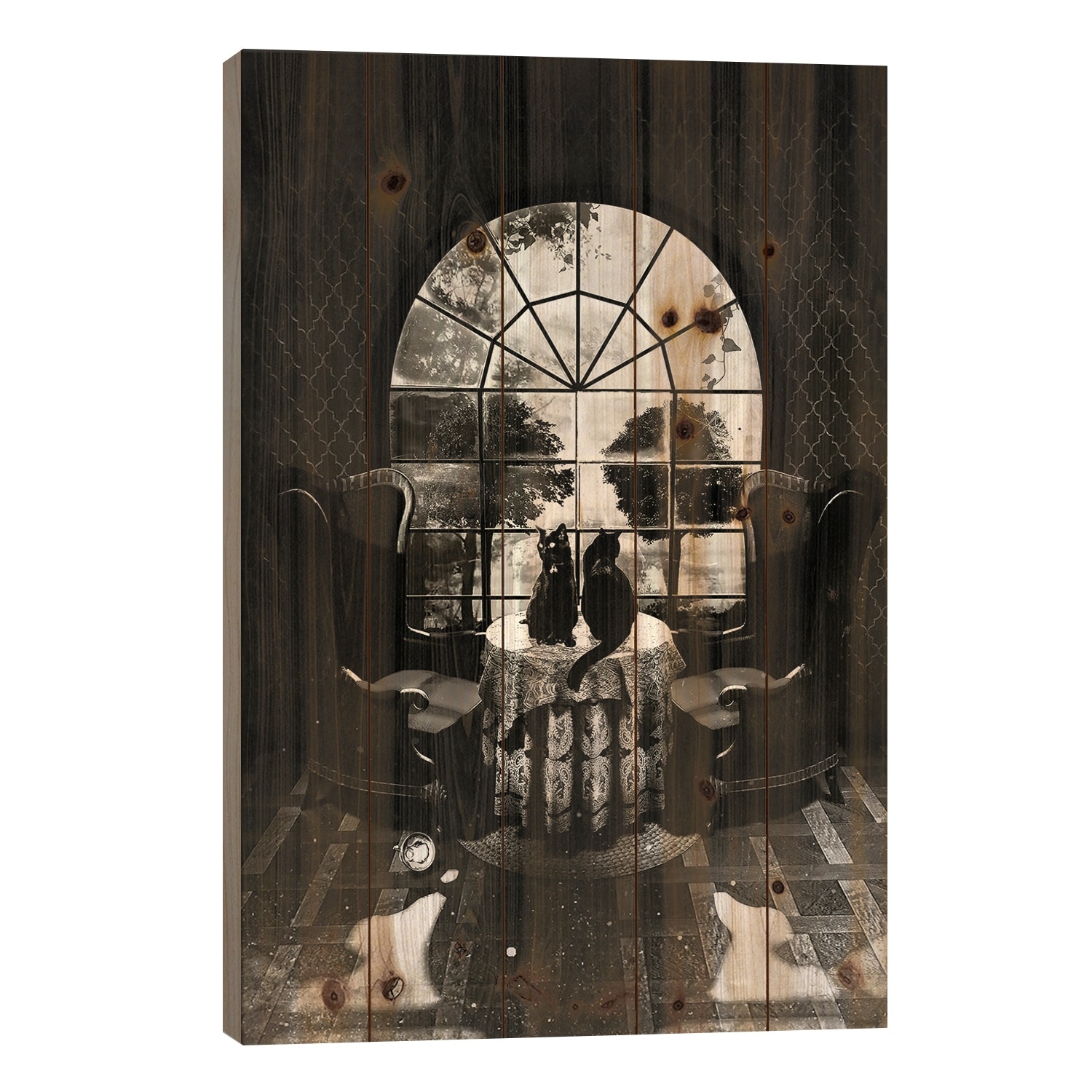 Room Skull B/W Print On Wood by Ali Gulec - Multi-Color