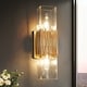 preview thumbnail 1 of 15, Modern Glam Luxury Gold 2-Light Dimmable Wall Sconce Art Glass Bathroom Vanity for Hallway - 4.7" W x 5.9" D x 17.5" H