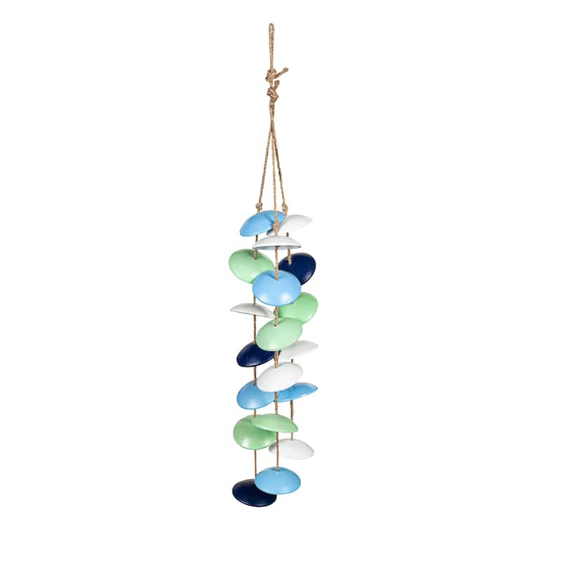 26" Cast Aluminum Metal Multi Colored Wind Chime with Jute Rope
