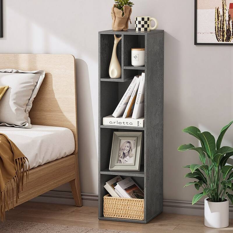 5 Tier Bookshelf, Set of 2 Tall Bookcase Shelf Storage Organizer, Modern Book Shelf for Bedroom, Living Room and Home Office