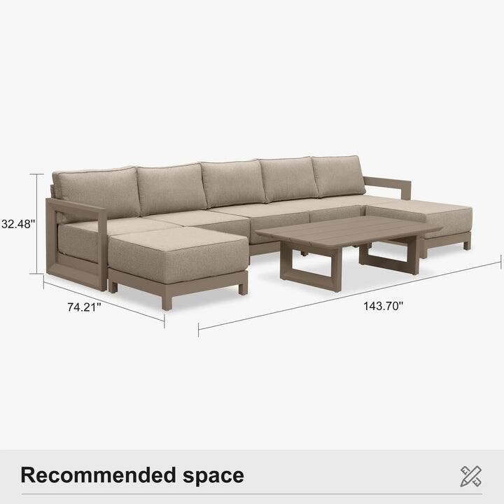 PURPLE LEAF Caesar Khaki Sofas Sectionals 4-18 Piece with 9.6" Thick Cushion for Yard Porch Deck Outdoor Patio Conversation Sets