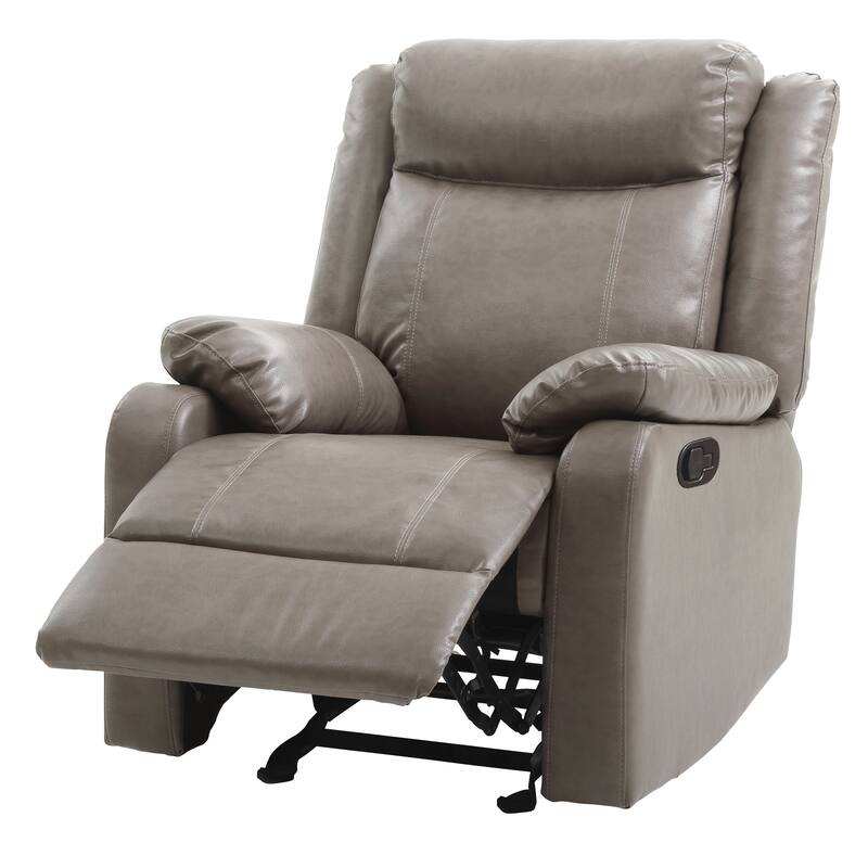 Faux Leather Comfort Rocker Recliner with Steel Frame Mechanism, Padded Arms, Manual Release