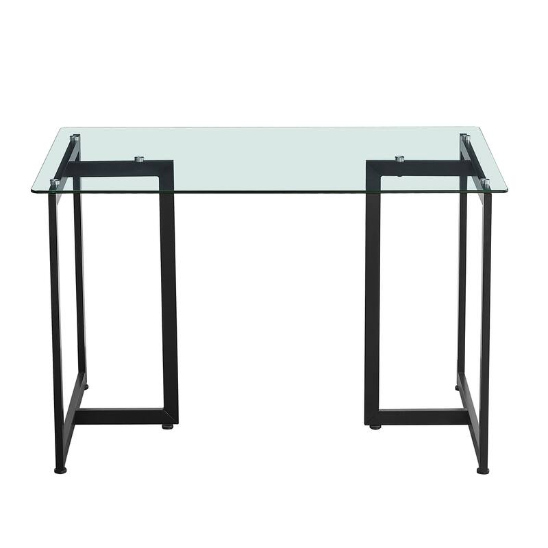 47 in.Tempered Glass Top Gold Base Elegant Dining Table