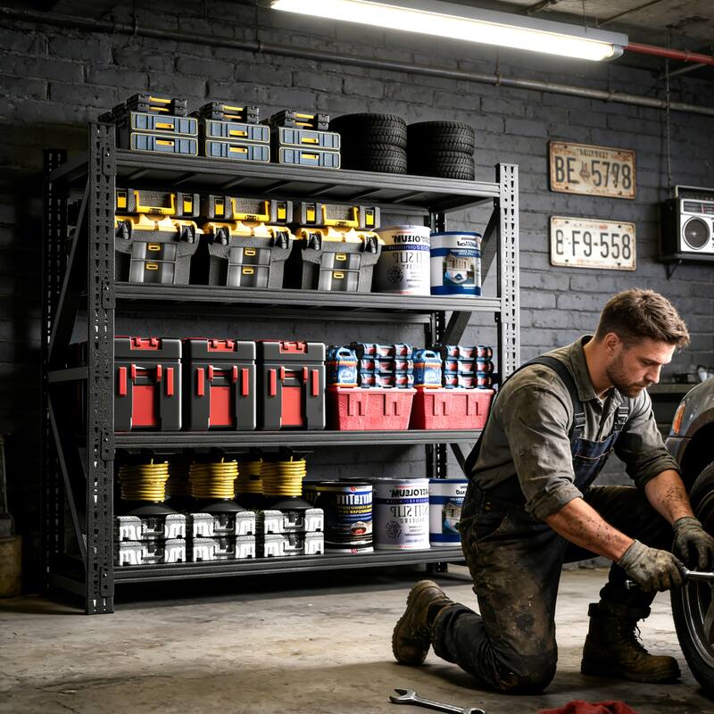 4000LBS Industrial Shelving for Warehouse, Heavy Duty Metal Adjustable Garage Shelves 4000LBS Storage Unit