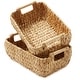 preview thumbnail 37 of 45, Hyacinth Seagrass Oval Storage Baskets with Wooden Handles Woven Bins Natural - Hyacinth - Medium