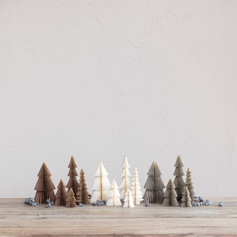 Paper Folding Honeycomb Trees with Glitter, Set of 5 - Multi