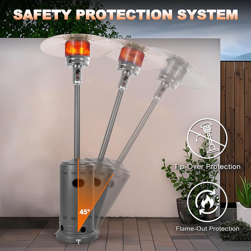 Powder-Coated Propane Gas Outdoor Heater with Wheels, ETL Certified