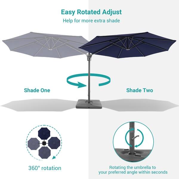 BONOSUKI Outdoor 11Ft UV Protection Patio Cantilever Umbrella w/Base