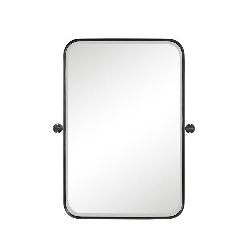 HomeRoots 36" Black Metal Adjustable Framed Accent Mirror - 24.00 in. x 36.00 in. x 1.57 in.