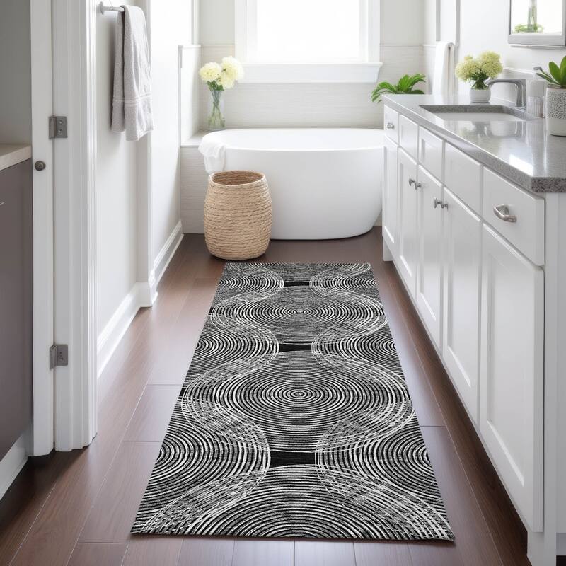 Machine Washable Indoor/ Outdoor Modern Pune Chantille Rug