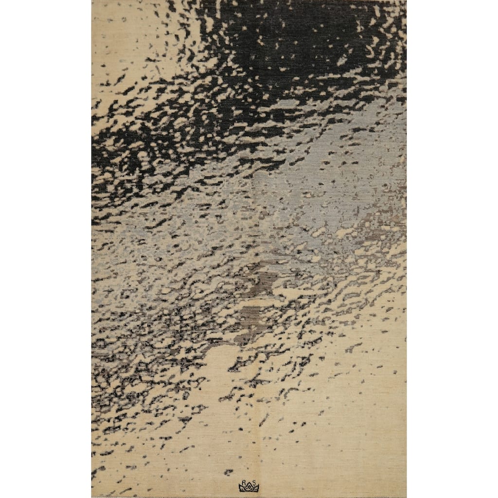 Hand Knotted Modern Wool Multi-Colored Abstract Area Rug - 8' 6'' X 6' 1''