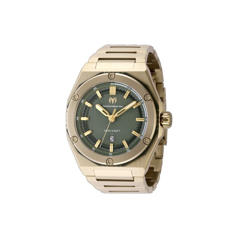 Technomarine Men's TM-416062 CORAL Quartz 3 Hand Olive Green Dial Watch