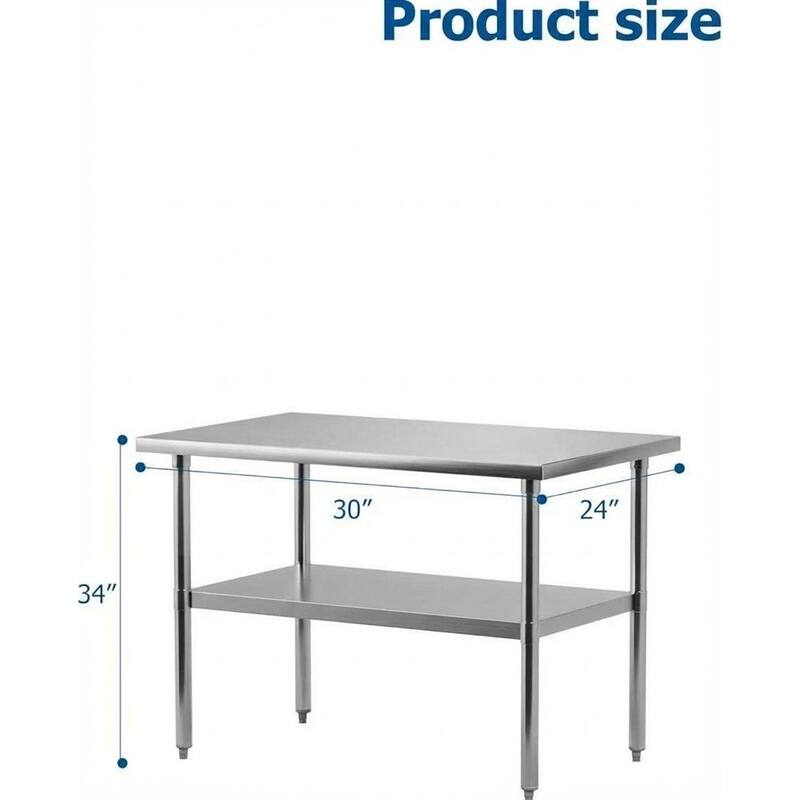 Heavy Duty Stainless Steel Work Table, with Adjustable Undershelf