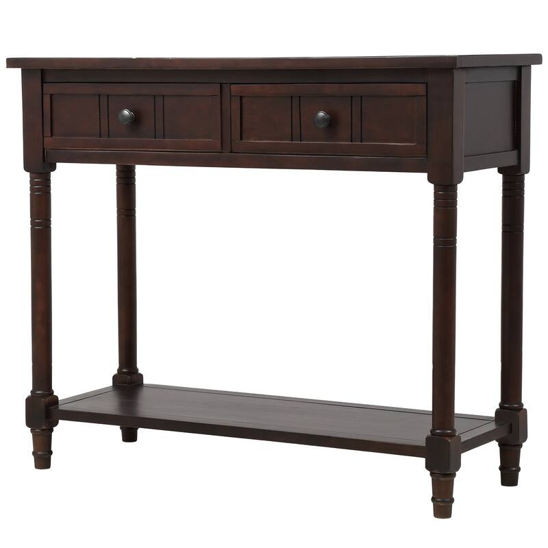 Traditional Console Table with 2-Drawers and Bottom Shelf
