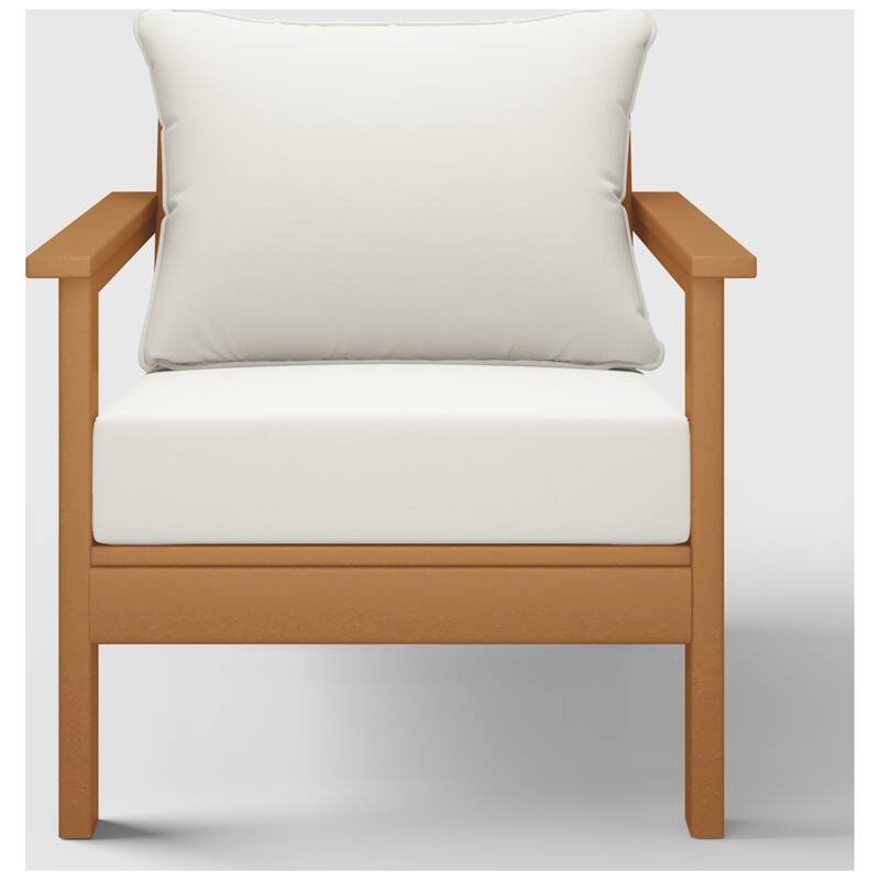 Birchwood All Weather HDPE Outdoor Patio Teak Deep Seating Conversation Set With Cushions (2-Piece)