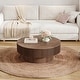 preview thumbnail 43 of 61, Modern Solid Wood Veneered Round Coffee Tea Table with Storage