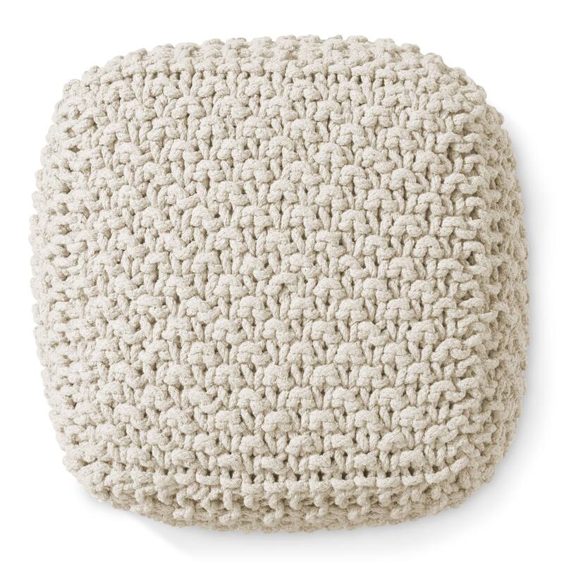 Cotton Pouf Ottomans Knit Foot Stool Pouffes for Living Room