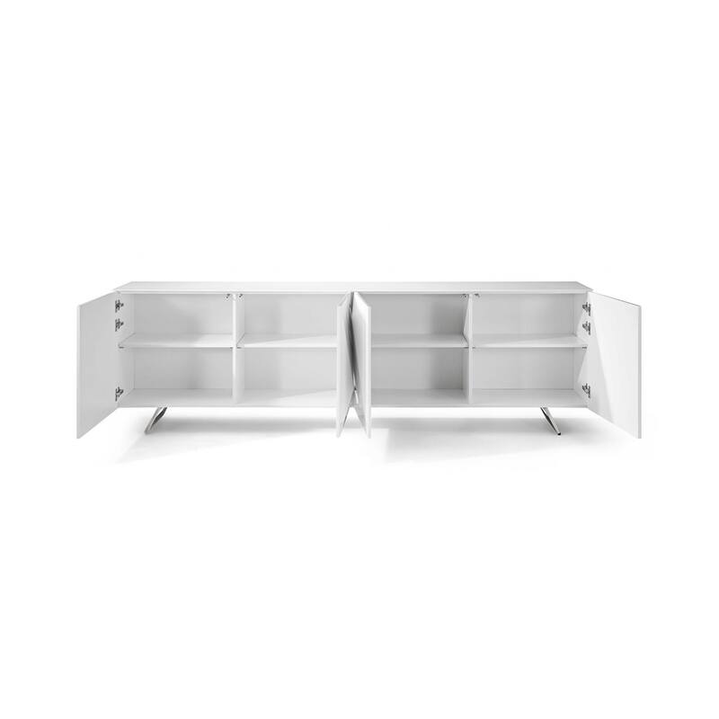 HomeRoots 94" White Glass Solid Console Table - 94.00 in. x 29.00 in. x 18.00 in.