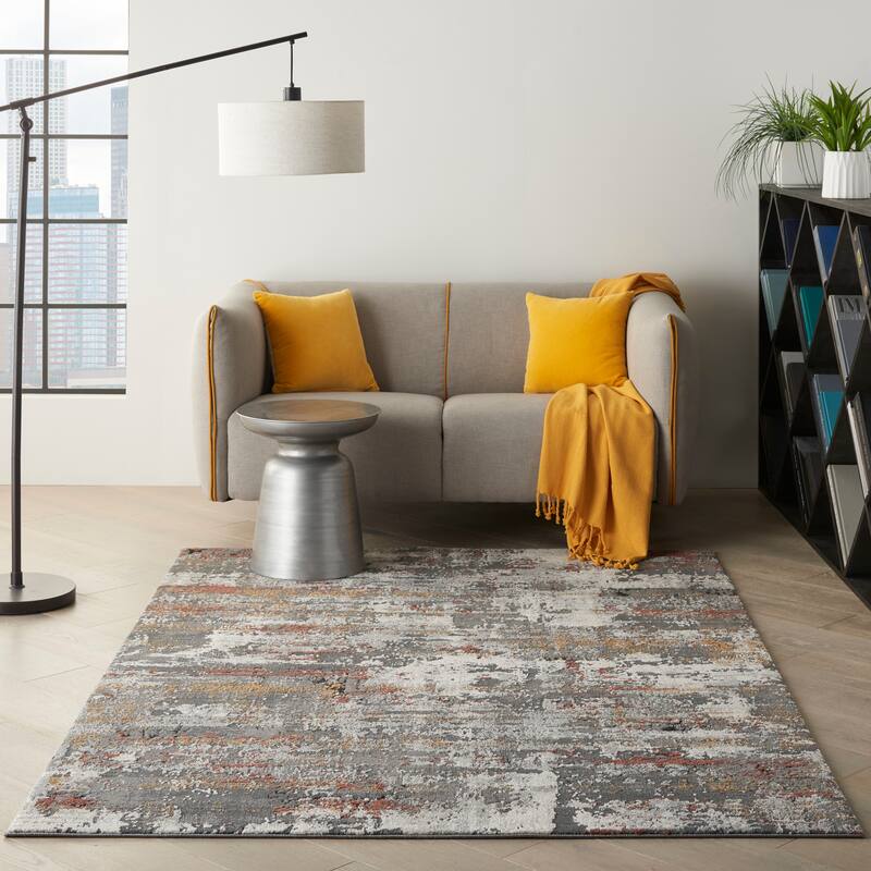 Nourison Ludlow Boho Abstract Glam Area Rug - 5'3" x 7'3" - Grey/Multi - Rectangle