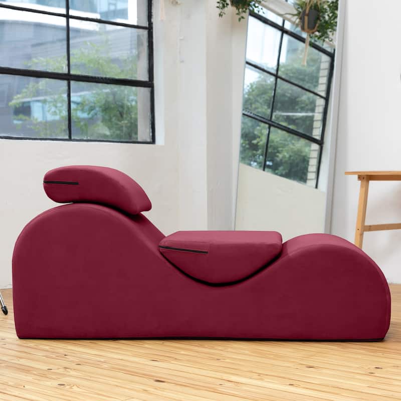Avana Luvu Lounger - Chaise Lounge Chair for Yoga, Exercise, Stretching, Massage and More - High Density Foam Core - Merlot