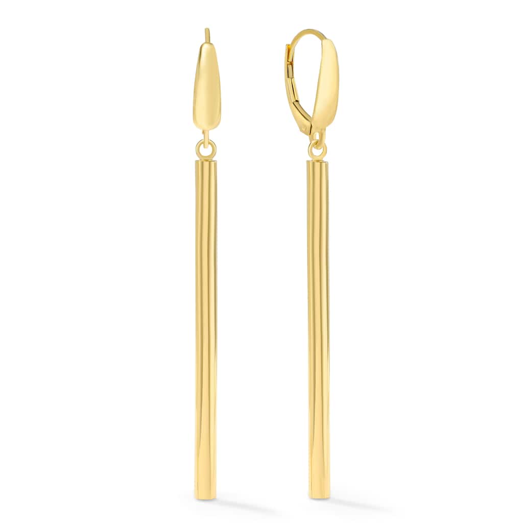 Clover 14K Yellow Gold High-Polish Cylindrical Drop Earrings
