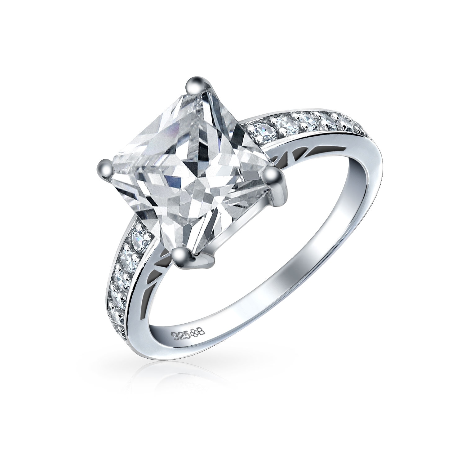 925 Sterling Silver 2 Carat Cubic Zircon Diamond Wedding Engagement Proposal Solitaire Ring