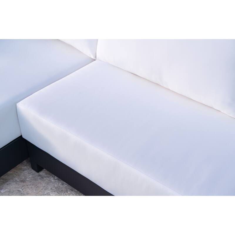 Abbyson Outdoor Santorini Modern Aluminum Sectional with Sunbrella Cushion