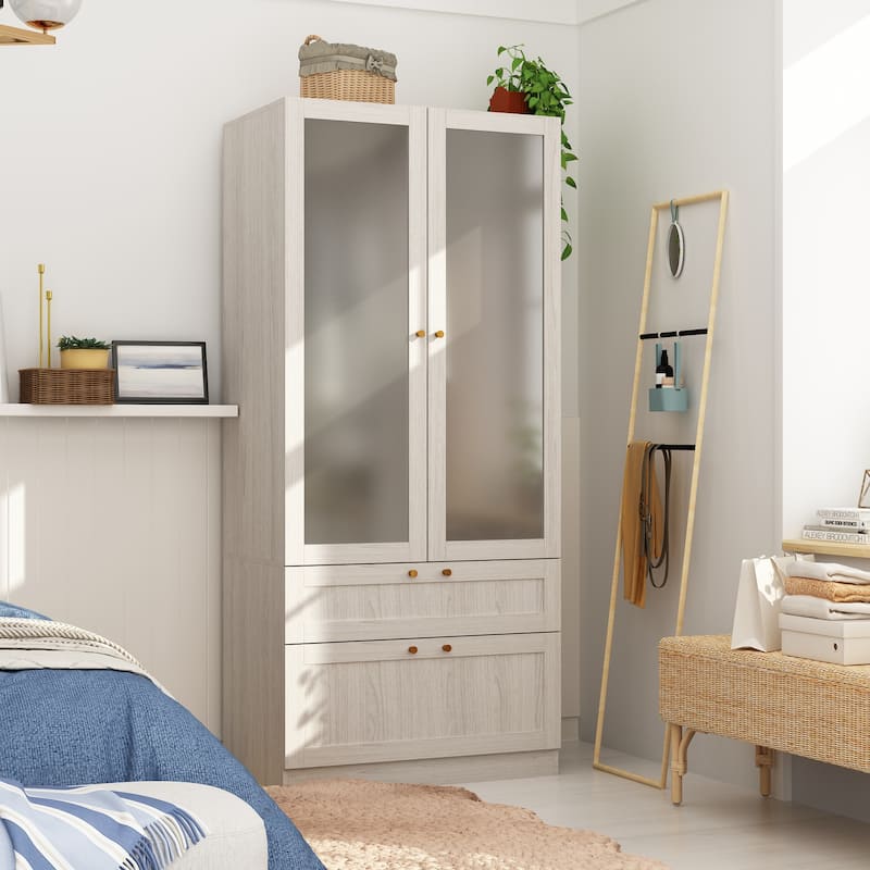 Large Glass Combination Cabinet: Contemporary Storage Closet Armoires