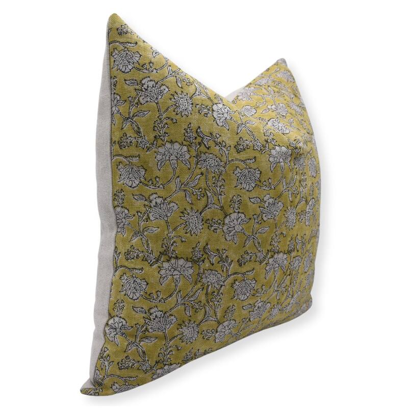Linen Farmhouse Block print pillow Cover - Nayaab