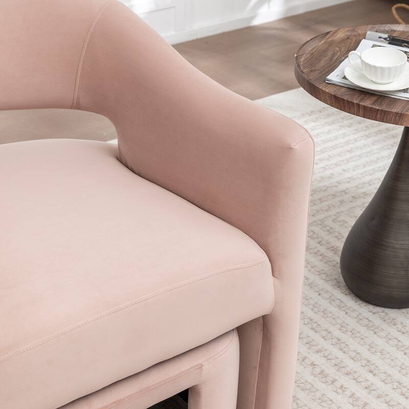 SEYNAR Modern Glam Velvet Accent Armchair Open Back with Ottoman