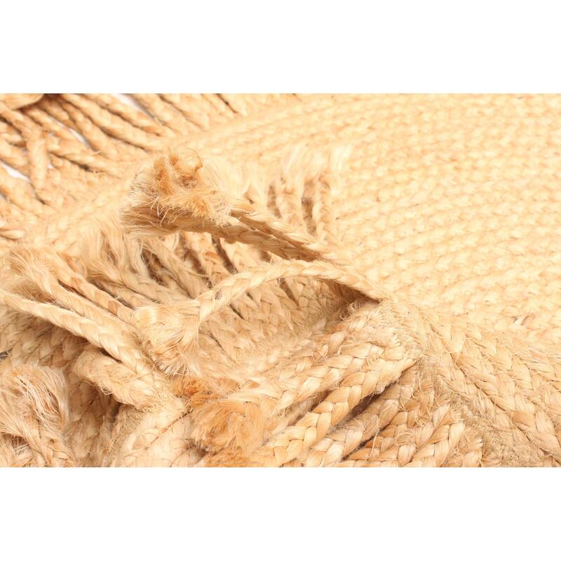 ECARPETGALLERY Braided Weave Palas Denizli Light Brown Jute Rug - 3'1 x 3'1