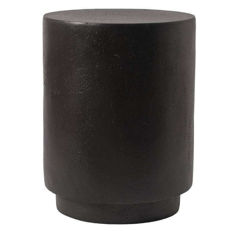 Ramble 14" Wide Round Side Table in Fiberstone Tapered Base Design End Table for Indoor and Outdoor - Black