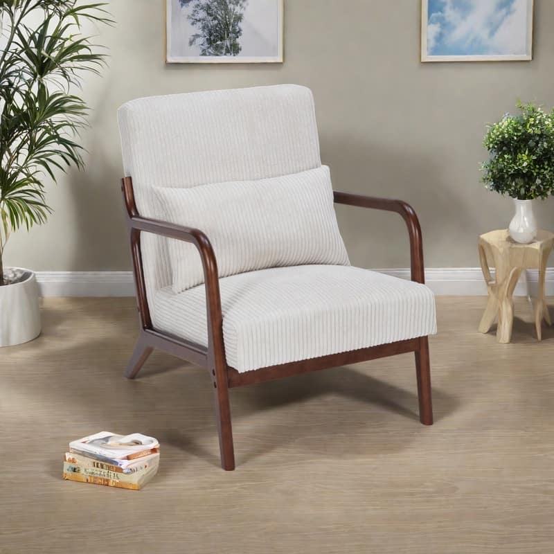Polyester Mid-Century Armchair with Included Pillow and Ergonomic Support