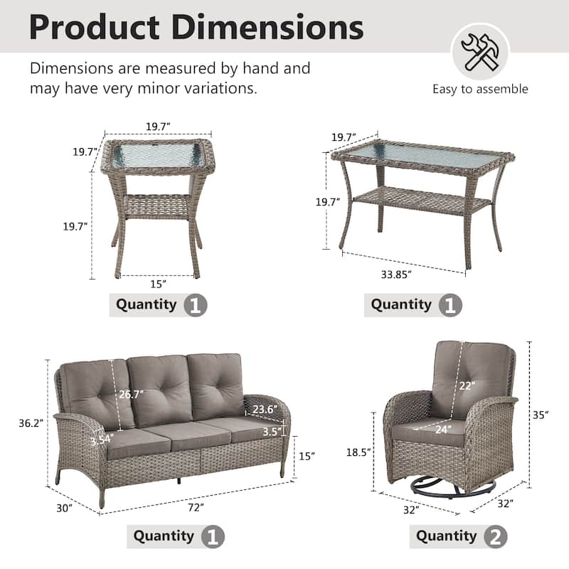 Gymojoy Outdoor Wicker Patio Furniture Sofa Chair Set Weather-Resistant