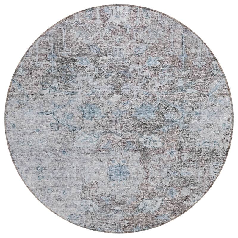 Machine Washable Indoor/ Outdoor Chantille Distressed Traditional Rug