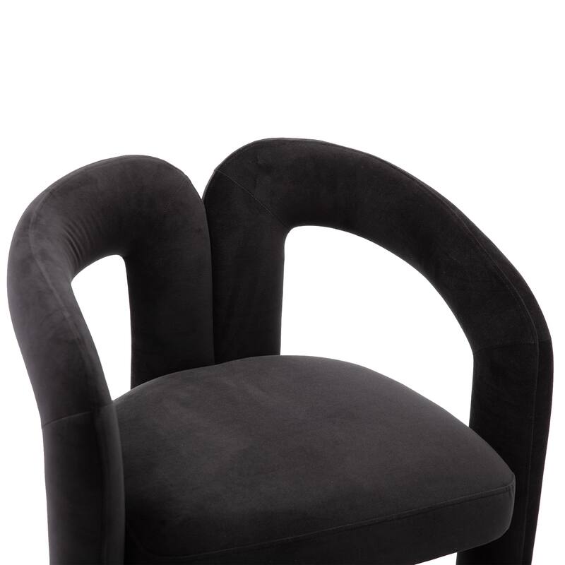 Black 25.2" Accent Chair with Curved Backrest (Set of 2)