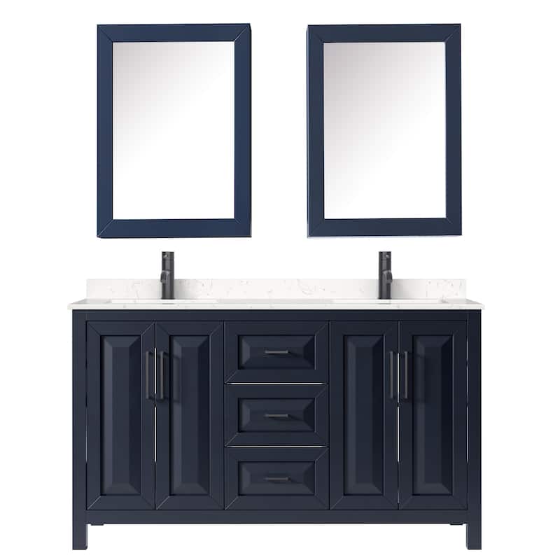 Daria 60 Inch Double Vanity, Cultured Marble Top, Medicine Cabinets