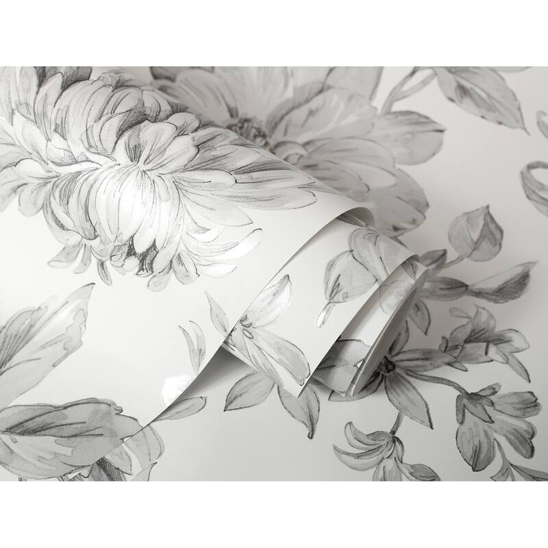 Fine Decor Gabriela Grey Floral Wallpaper