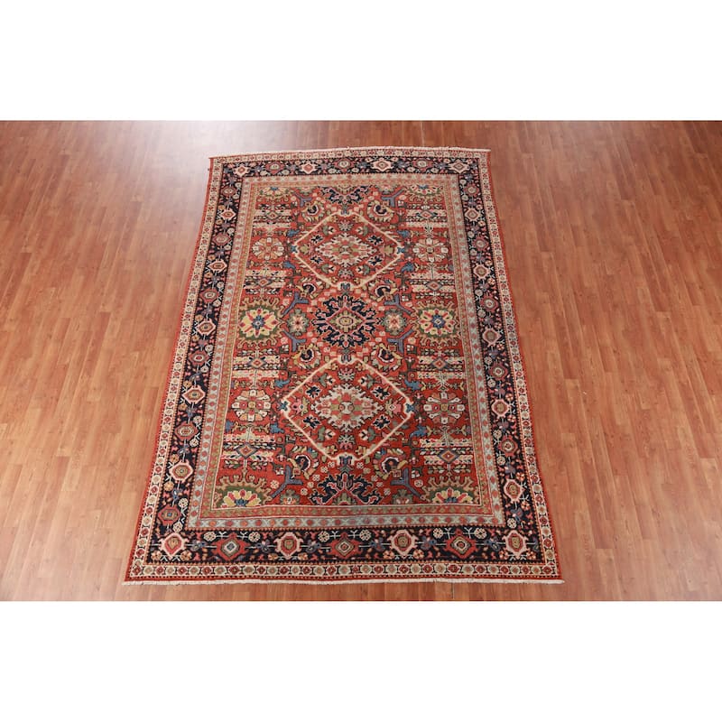 Hand Knotted Oriental 100% Wool Carpet Traditional Floral Oranges & Rust Mahal Area Rug - 10' 6'' X 7' 0''