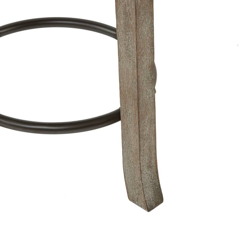 Roomfitters 25-Inch Swivel Counter Stool, Upholstered Round Seat with Distressed Aged Oak Frame, Cream & Reclaimed Gray