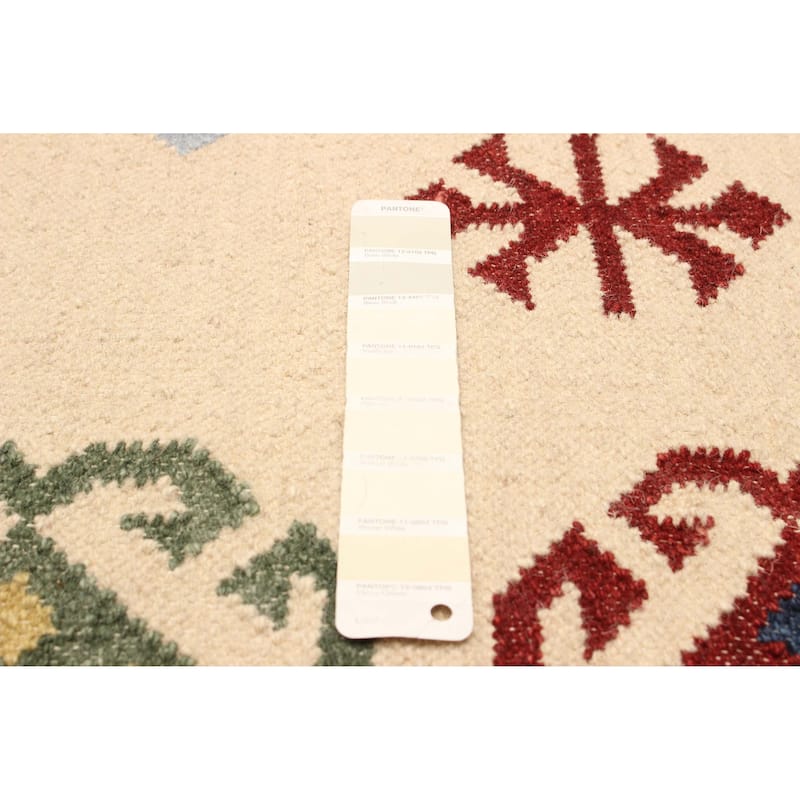 ECARPETGALLERY Flat-Weave Ankara FW Cream Wool Kilim - 5'3 x 8'0