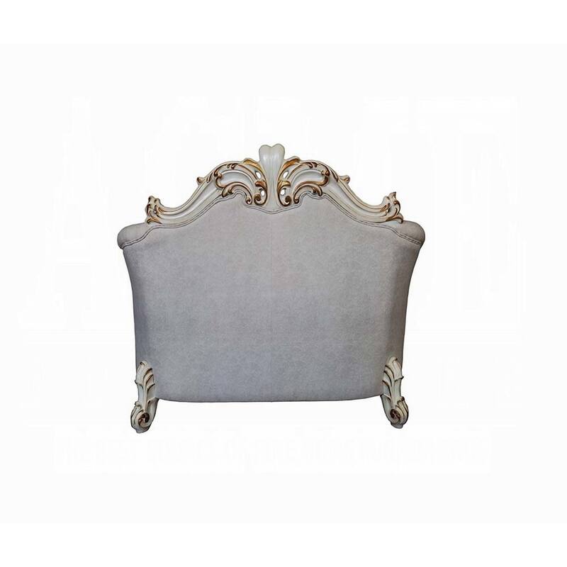 Antoine Accent Chair, 2 Pillows, Tufted Ivory, Antique Pearl White