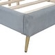 preview thumbnail 9 of 9, Queen Size Upholstered Platform Bed with Tufted Headboard and Metal Legs, Solid Wood Frame with Slat Support