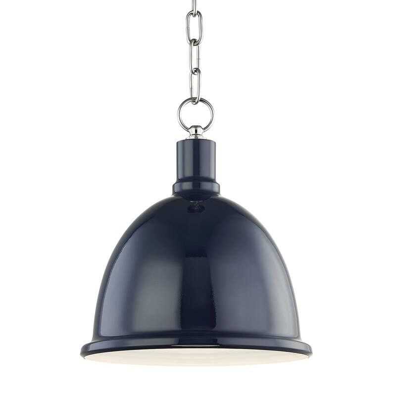 Mitzi by Hudson Valley Blair 1-light Polished Nickel Small Pendant, Navy Metal