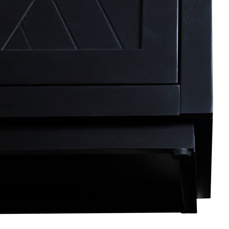 4-door Classic Sideboard with Open Storage and Adjustable Shelves